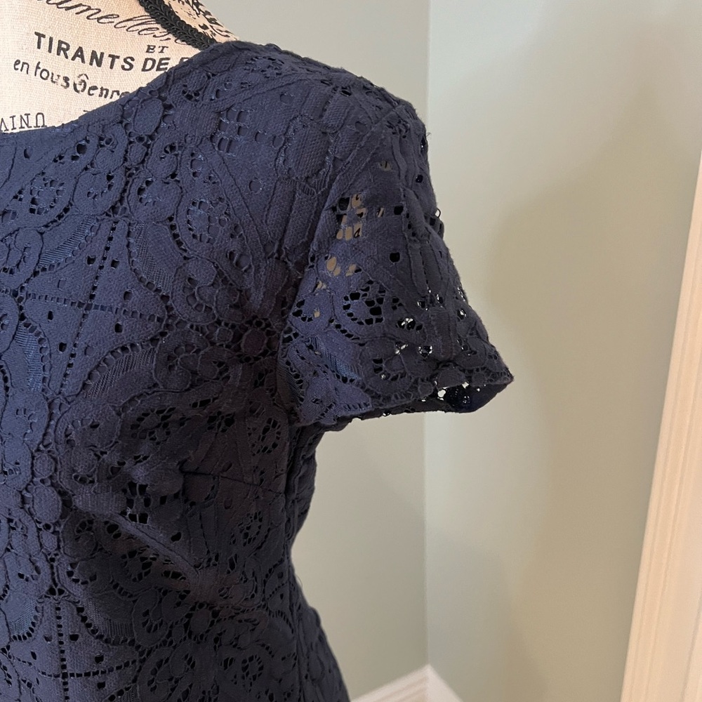 Banana Republic Navy Lace Sheath Dress | Size 6 | Zipper Back | Like New - Picture 8 of 13